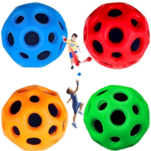 Astro Jump Ball,Moon Ball,Bouncy ball,Astro Jump Ball Original,Space Theme Bouncy Balls,Einfach Greifen Fangen,Sport Trainings Ball,Interaktives Spielzeug Stressabbau Partygeschenk für Kinder 4 Stuck von Bowasin