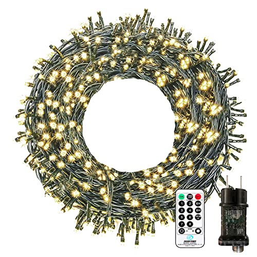 LED Lichterkette Außen Strombetrieben, 10M 100 LED Lichterkette Weihnachtsbaum 8 Modi mit Fernbedienung Timer Merkfunktion, IP65 Wasserdicht für Innen Außen Weihnachten Party Hochzeit, Warmweiß von Bowfar