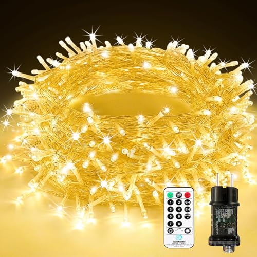 LED Lichterkette Außen Strombetrieben, 30M 300 LED Lichterkette Weihnachten mit Fernbedienung Timer Merkfunktion, 8 Modi IP65 Wasserdicht für Innen Außen Garten Party Hochzeit Weihnachtsdeko, Warmweiß von Bowfar