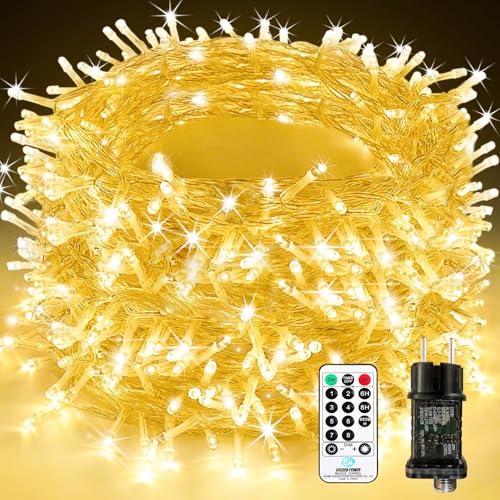 LED Lichterkette Außen Strombetrieben, 80M 800 LED Lichterkette Weihnachten mit Fernbedienung Timer Merkfunktion, 8 Modi IP65 Wasserdicht für Innen Außen Garten Party Hochzeit Weihnachtsdeko, Warmweiß von Bowfar