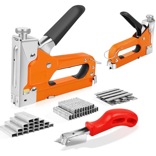 Heftpistole 3 in 1 Heavy Duty Heftpistole Kit mit Entferner, Polsterung Stapler Set Nagel Gun Stud Gun mit 3000 Klammern für die Befestigung von Material, Verstärkung, Dekoration DIY von Bowose