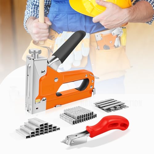 Polstermöbel Heftpistole Tacker 3 in 1 Heavy Duty Heftpistole Kit mit Entferner, Nagelpistole Stud Gun mit 3000 Heftklammern für die Befestigung von Material, Verstärkung, Dekoration, Bindung von Bowose