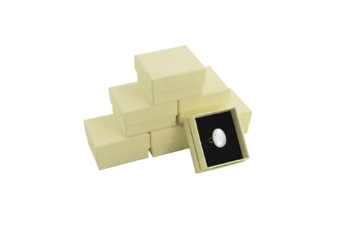 Cream Vibrant Series Armreif, Halskette, Ohrringe, Ring, Armband, Uhr, Präsentation, Kollektion, Schmuckschatulle (1, cremefarben ET 2-Ring-Box) von Box Displays