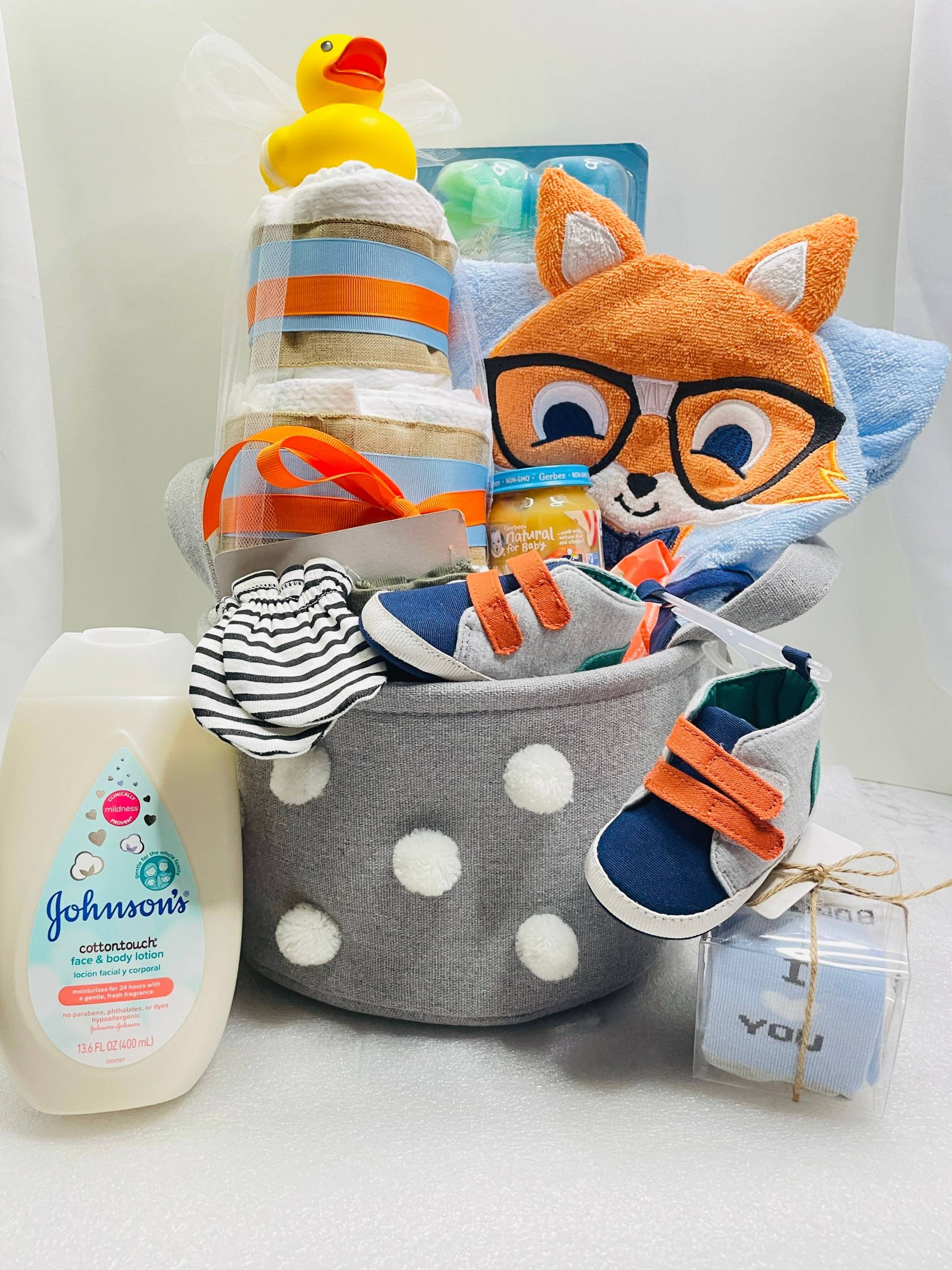 Neue Mutter, Glückwünsche, Fuchs-Babyparty-Geschenkkorb von BoxedGems