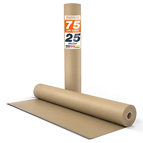 Kraftpapier braunes Papier 0,75m x 25m - Natürliches Geschenkpapier - Papierrolle 25m lang - Geschenkpapier braun - Ideales Paketpapier, Verpackungspapier für Umzug - Packpapier natur - von Boxolutions