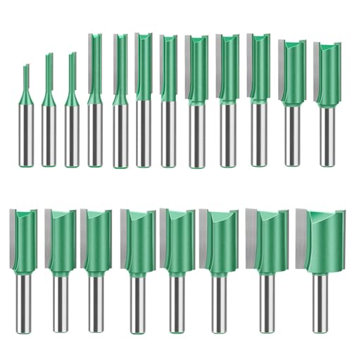 Boxonly 20-teiliges gerades Fräser-Bit-Set, 8 mm Schaft, Doppelrillen, Holzbearbeitung, Fräser-Bit-Set, 3 mm bis 25 mm Schnittdurchmesser, Fräs-Bits von Boxonly