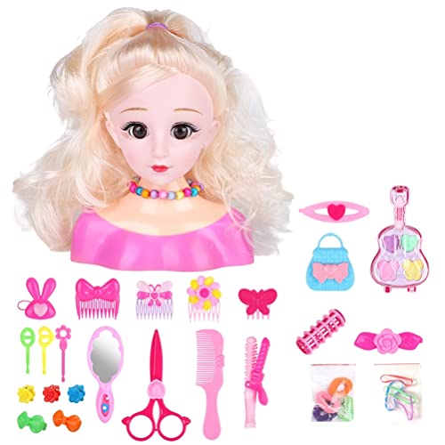 Bozaap 25Pcs Friseur Make-up Puppen Kinder, Haarstyling Modell Puppenkopf Styling Spielset Spielzeug Haarschmuck Spielset Mädchen Kinder von Bozaap