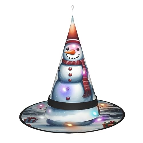 BrUgui Weihnachtlicher Schneemann-Hexenhut, LED-Hexenhut, leichter und tragbarer Halloween-Hexenhut für Halloween, Spielen und Maskeraden von BrUgui