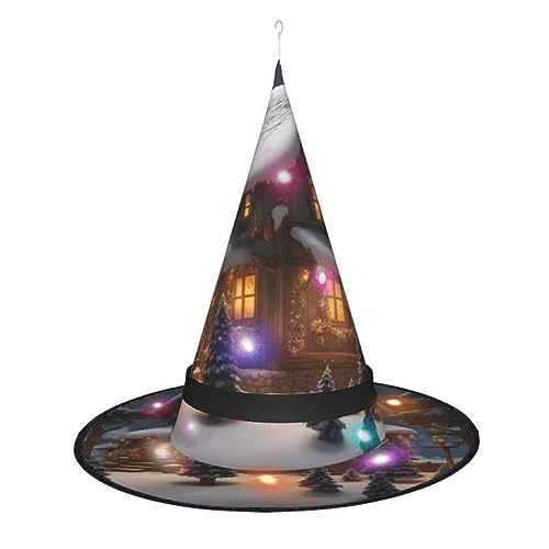 BrUgui Weihnachtsdorfhaus 3 LED Hexenhut - Leichter und tragbarer Halloween-Hexenhut für Halloween-Spielen und Maskeraden von BrUgui