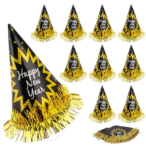 Silvester Partyhüte,9 Stück Frohes Neues Jahr Kegel Hüte Neujahr Hüte Silvester Party Deko Hüte Neujahr Party Hütchen,Neujahr Papier Hut Partyhüte für Silvester Neujahr Fotorequisiten Fotoaccessoires von BraMccer