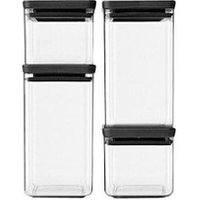 brabantia Vorratsdosen-Set 10,5/20,0 cm hoch transparent, schwarz 2x 0,7/2x 1,6 l, 1 Set von Brabantia