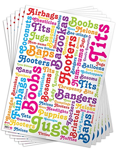 Geschenkpapier, frech, "Boob Words", 6 Bögen von Brainbox Candy