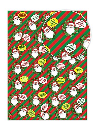 Lustiges, freches Weihnachts-Geschenkpapier mit "Vorlautem Weihnachtsmann"., 4 Sheets von Brainbox Candy