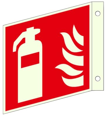 Brandengel® Hochwertiges Schild Feuerlöscher Fahnenschild langnachleuchtende Kunststoff-Platte 150 x 150 mm Piktogramm F001 DIN EN ISO 7010 DIN 67510 ASR A1.3 von Brandengel