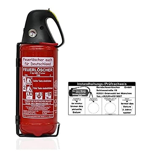 Brandengel® Feuerlöscher 2kg KFZ-Feuerlöscher Pulverlöscher LKW PKW Auto DIN EN 3 Manometer Halterung ABC 4LE (Mit Prüfnachweis u. Jahresmarke) von Brandengel