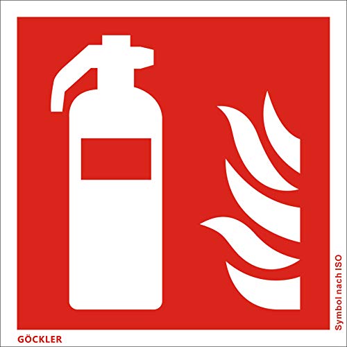 Brandengel® Hochwertiges Schild Feuerlöscher Folie selbstklebend 200 x 200 mm Folien Symbol-Schild F001 DIN EN ISO 7010 DIN 67510 ASR A1.3 von Brandengel