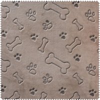 Fleece-Stoff  Doubleface "Hundeknochen und Pfoten" von Braun