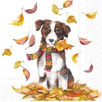 Serviette "Hund im Herbstlaub" von Ihr