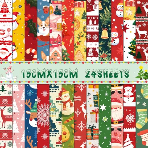 Papermania Scrapbook-Papier, 15,2 x 15,2 cm, flach gefaltet, in 24 Designs für Weihnachtskarten, Scrapbooking, Winter-Fotoalbum, Dekoration, B, 15,2 x 15,2 cm, 24 Blatt von Bravopapier