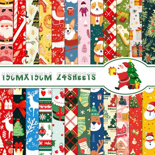 Papermania Scrapbook-Papier, 15,2 x 15,2 cm, flach gefaltet, in 24 Designs für Weihnachtskarten, Scrapbooking, Winter-Fotoalbum, Dekoration, C, 15,2 x 15,2 cm, 24 Blatt von Bravopapier