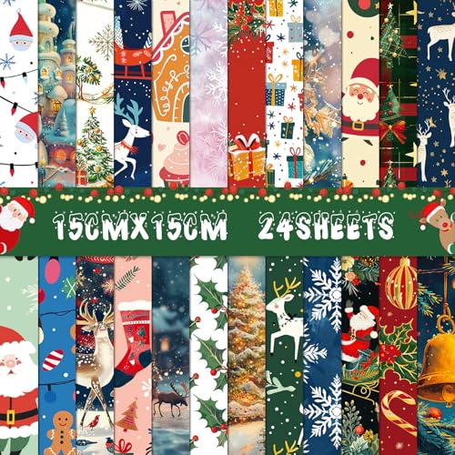 Papermania Scrapbook-Papier, 15,2 x 15,2 cm, flach gefaltet, in 24 Designs für Weihnachtskarten, Scrapbooking, Winter-Fotoalbum, Dekoration (A, 15,2 x 15,2 cm) von Bravopapier