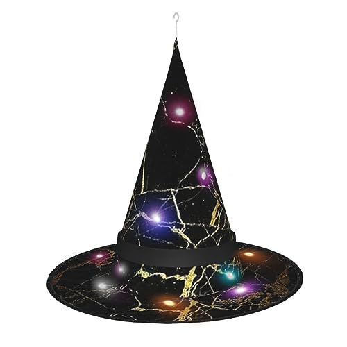 Breaux Schwarz-goldener Marmor-Hexenhut, Halloween-Hexenhüte, Dekoration, zur Dekoration von großen Halloween-Partyzubehör von Breaux