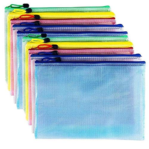 Breeshy 10 Teilige Reiß Verschluss PVC Dokumenten Tasche Reiß Verschlussordner Organizer für Dokumententaschenbelege (A4 Mixed Farben) von Breeshy