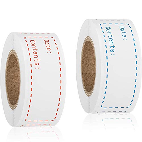 Breeshy 2 Rollen mit 1000 Food Date Roll-Aufklebern GlasgefäßE Frieren Selbstklebendes Etikettenpapier Rot und Blau Ein von Breeshy