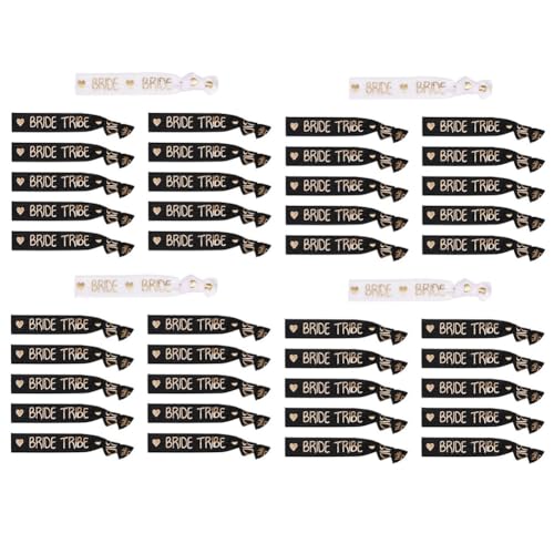 Breeshy 44 Stück Team Braut Bachelorette Armbänder Armband Braut Haar Krawatten Junggesellinnenabschied Hochzeit Brautdusche Zubehör A von Breeshy