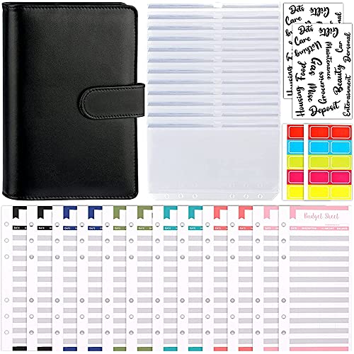 Breeshy A6 PU Notizbuch Binder Budget Planer Organisator 6 Ringbuch Abdeckung, Binder, Kosten Budget BläTter und Aufkleber von Breeshy