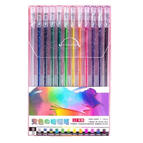 Breeshy Glitter-Gelstift-Set, Glitter-Gelstift, Künstler-Gelmarker, Neon-Stifte zum Zeichnen und Malen A von Breeshy