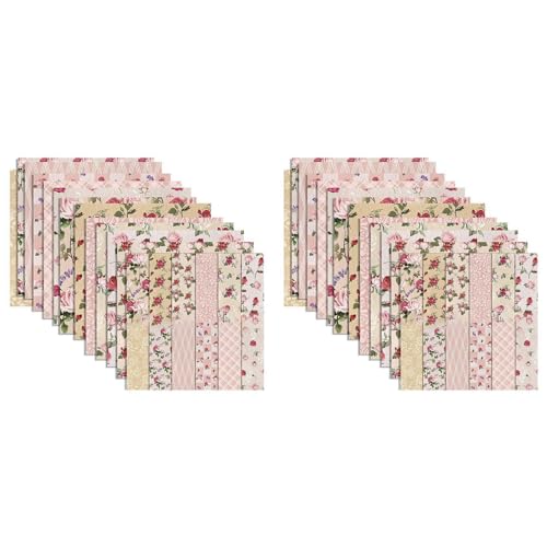 Breeshy Kartonpapier Floral Aquarell, doppelseitig, 30,5 x 30,5 cm, 48 Blatt Scrapbooking-Papier, Rosa, für die Herstellung von Bastelkarten von Breeshy