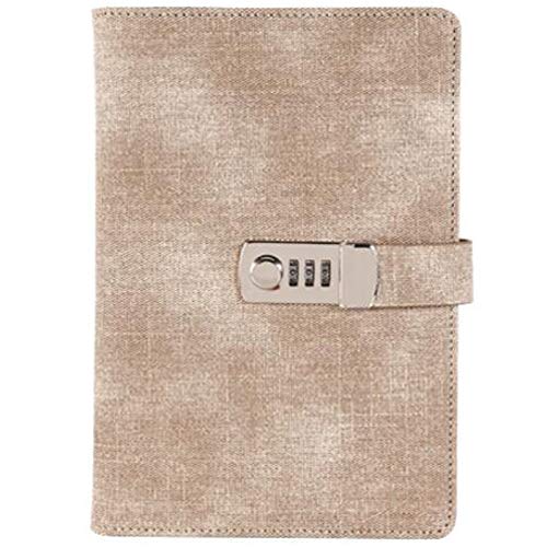 Breeshy Khaki A5 Niedlich Gesperrtes Passwort Leder Notizblock Agenda Buch Notizbuch Notizbuch Schulbrief Papier von Breeshy