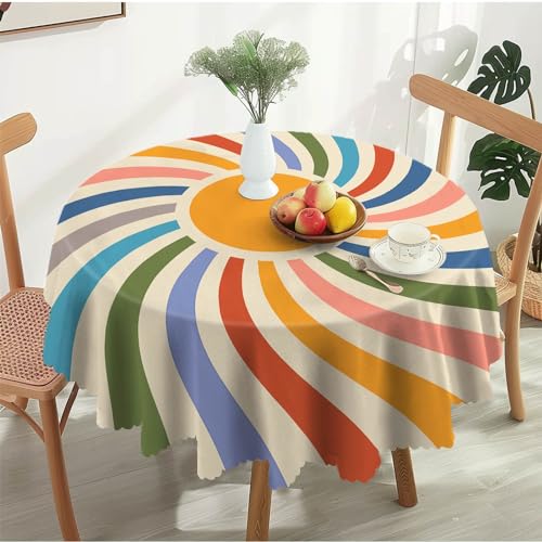 Runde Tischdecke Abwaschbar Tischdecke Rund 150cm Gartentischdecke Tischtuch aus Polyester Fleckschutz Wasserdichtes Tischwäsche Runde Tischdecke für Partys, Hochzeiten, Picknicks, Gärten von Breezify