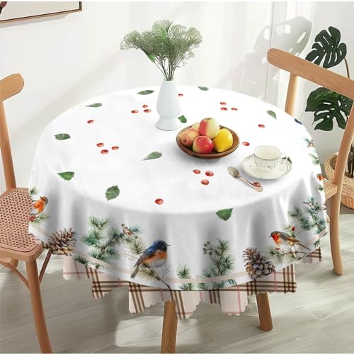 Runde Tischdecke Abwaschbar Tischdecke Rund 150cm Gartentischdecke Tischtuch aus Polyester Fleckschutz Wasserdichtes Tischwäsche Runde Tischdecke für Partys, Hochzeiten, Picknicks, Gärten von Breezify