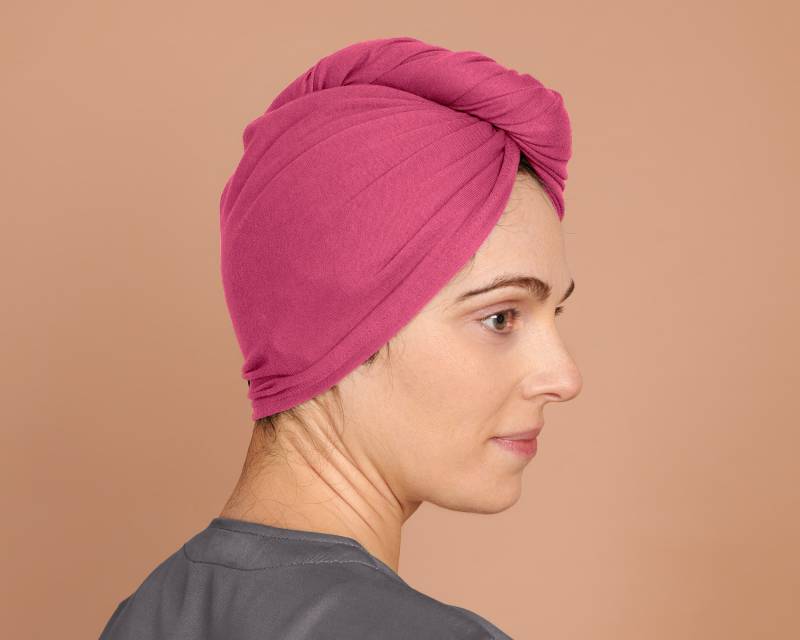 Beere Pink, T-Shirt Haar Handtuch Wrap, Haube, Lockiges Haar, Bio Elastisch, Hot Pink von BreezyTee