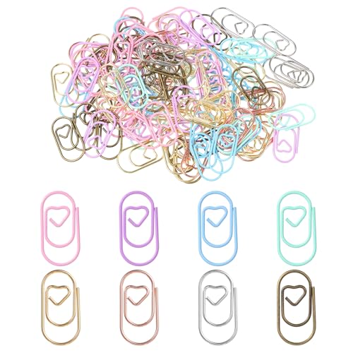 100 Stück Büroklammern Herz Büroklammern Motiv Büroklammern Bunt Büroklammern Set Büroklammer Metall Büroklammern Niedlich Für Dekorative Postkarten Büro Klassenzimmer farben edelstahl von Bremorou