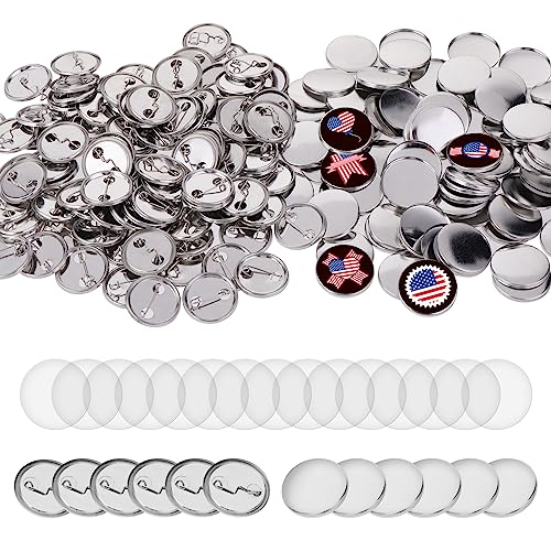 Buttonrohlinge 25mm 100 Stücke Blank Badge Making Supplies Diy Ansteckbuttons Set Runde Einschließlich Metallschalen Metall-Rückabdeckung Und Klarfolie Für Buttonmaschine Foto Bild Kleidung von Bremorou