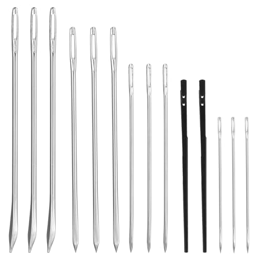 14 Stück Ledernadeln Nähnadeln Set Hand Leathercraft Nadeln Rund Sattlernadel Sticknadeln Scharfe Ledernadel Leder Nähen Nadel Sattlergarn Nadeleinfädler Handstichwerkzeuge für Webarbeit Sticken Nähen 14 Stück Ledernadeln Nähnadeln Set Hand Leathercraft Nadeln Rund Sattlernadel Sticknadeln Scharfe Ledernadel Leder Nähen Nadel Sattlergarn Nadeleinfädler Handstichwerkzeuge für Webarbeit Sticken Nähen von Bremorou