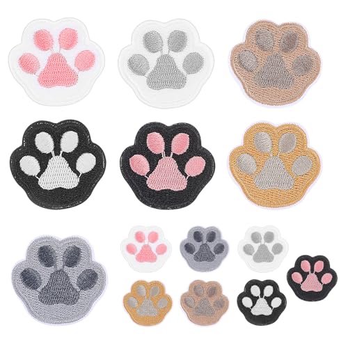 14 Stück Stoff Zum Aufbügeln Selbstklebender Aufnäher Mit Pfotenabdruck Hundepfote Schwarz Weiß Bügelflicken Hundepfoten Pfote Hund Aufnäher Bügelbild Patch Für Kinderkleidung Rucksäcke Weihnachten von Bremorou