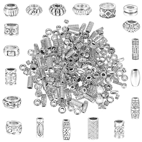 200 Stück Zwischenperlen Metall silber Metallperlen Perlenkappen Spacer Perlen Bastelperlen Zum Auffädeln mit Loch Zwischenperlen Für Armbänder Metall Silber für DIY Schmuck Herstellung von Bremorou