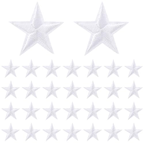 30 Stück Stern-Aufnäher zum Aufbügeln, bestickte Aufnäher, Applikationen, Verzierungen für Kleidung, Jacken, Rucksäcke, Hüte, Reparaturen, Dekorationen, Applikationen, Accessoires, Damen, 3,8 cm, Weiß 30 Stück Stern-Aufnäher zum Aufbügeln, bestickte Aufnäher, Applikationen, Verzierungen für Kleidung, Jacken, Rucksäcke, Hüte, Reparaturen, Dekorationen, Applikationen, Accessoires, Damen, 3,8 cm, Weiß von Bremorou