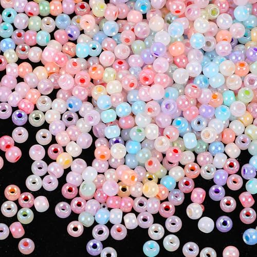 Pony Beads, 300 Stück Pony Perlen Bastelperlen Perlen Mit Großem Loch Glitzer Pony Perlen Mix Mehrfarbige Armbandperlen Kunststoffperlen Für Diy Schmuck Kunsthandwerk Haarflechten Schmuckdekorationen von Bremorou