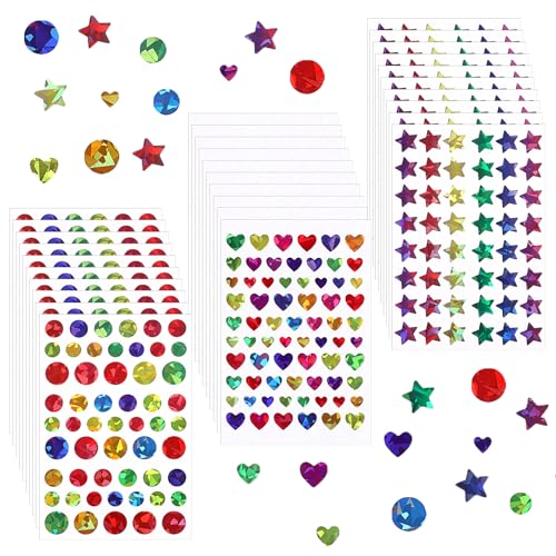 3420 Stück Aufkleber Sterne Herz Rund Glitzer Aufkleber Für Kinder Selbstklebend Sticker Bunte Laser Aufkleber Belohnungsaufkleber Mini Sticker Lehrer Belohnung Basteln Etiketten Für Büro Diy Lehrer von Bremorou