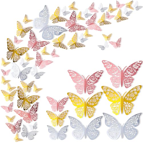 36 Stück 3D Schmetterling Aufkleber Schultüte Schmetterling Schmetterlinge Deko Schmetterling Sticker Set Kinder Glitzer Schmetterlings Wasserfester Klebstoff Für Sammelalbum Tagesplaner Wohnzimmer von Bremorou