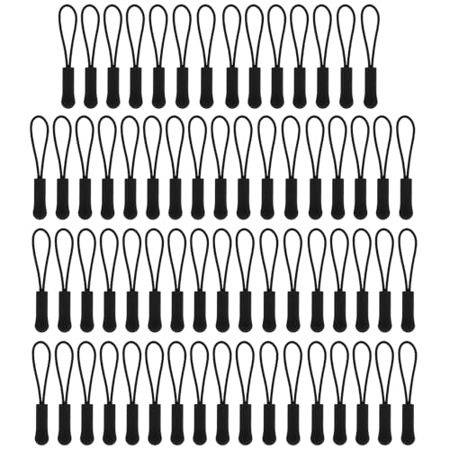 50 Stück Reißverschluss Zipper Bunt Reißverschluss Zieher Zipper Set Ersatz Reißverschlussanhänger Set Ersatz Reißverschluss Anhänger Universal Reparatur Set Ersatzteile Für Koffer Rucksäcke (Schwarz) von Bremorou