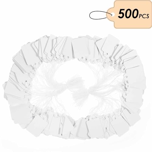 500 Stück Preisschilder Anhänger Etiketten Weiße Preisschilder Etiketten Kraftpapier Preisschilder Etiketten Geschenkanhänger Mit Faden Mini Preisschilder Etiketten Für Schmuck Kleidung Display von Bremorou