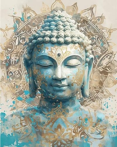 Brennora 11CT Vorgedrucktes Kreuzstich-Set Buddha-Figur für Erwachsene und Anfänger DIY Stickbilder für Wandkunst-Heimdekoration 40×50cm von Brennora