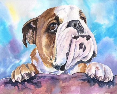 Brennora 11CT Vorgedrucktes Kreuzstich-Set für Erwachsene und Anfänger Bulldogge DIY Stickbilder für Wandkunst-Heimdekoration 40x50 cm von Brennora