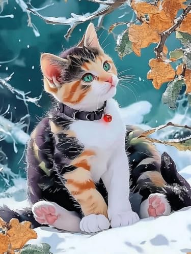 Brennora 11CT Vorgedrucktes Kreuzstich-Set für Erwachsene und Anfänger DIY Stickbilder für Wandkunst-Heimdekoration Schneewittchen Katze 40x50 cm von Brennora